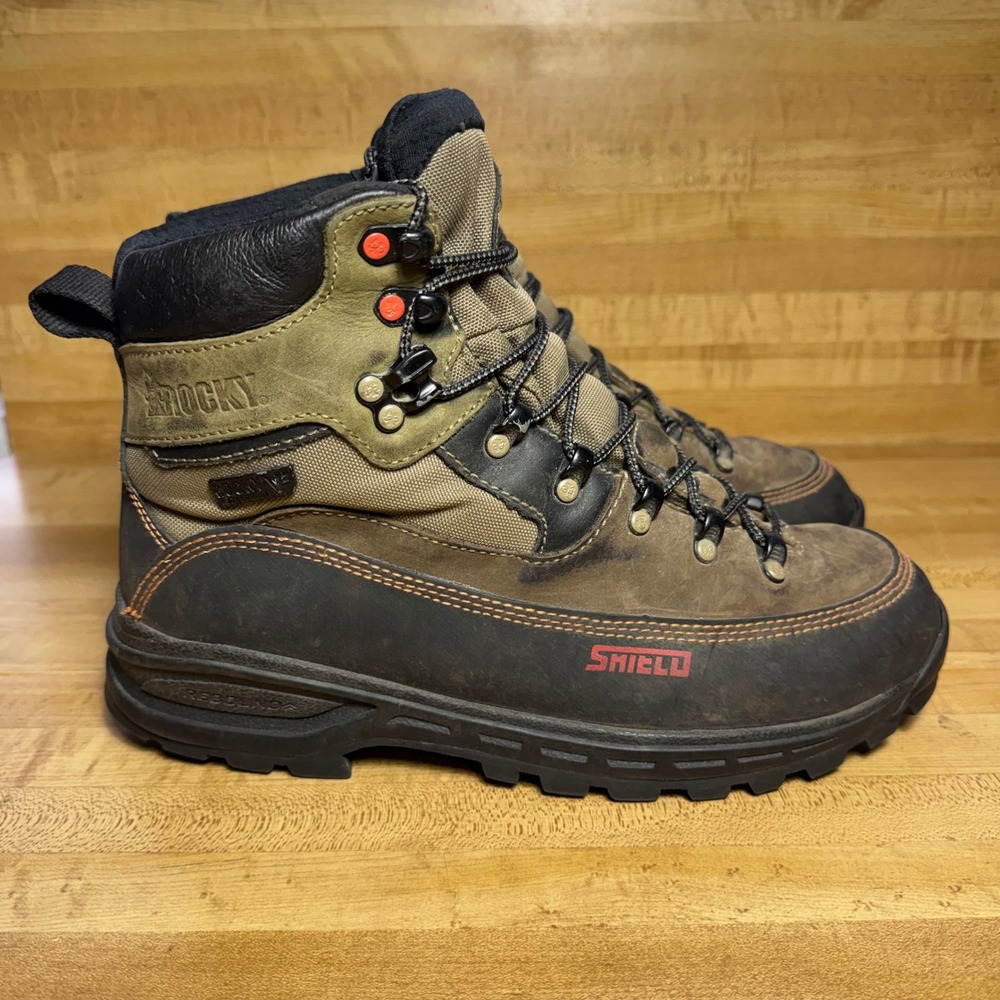 Rocky Mens 6" VP Hiker Boots Brown Waterproof Vibram RKS0526 Size 9M
